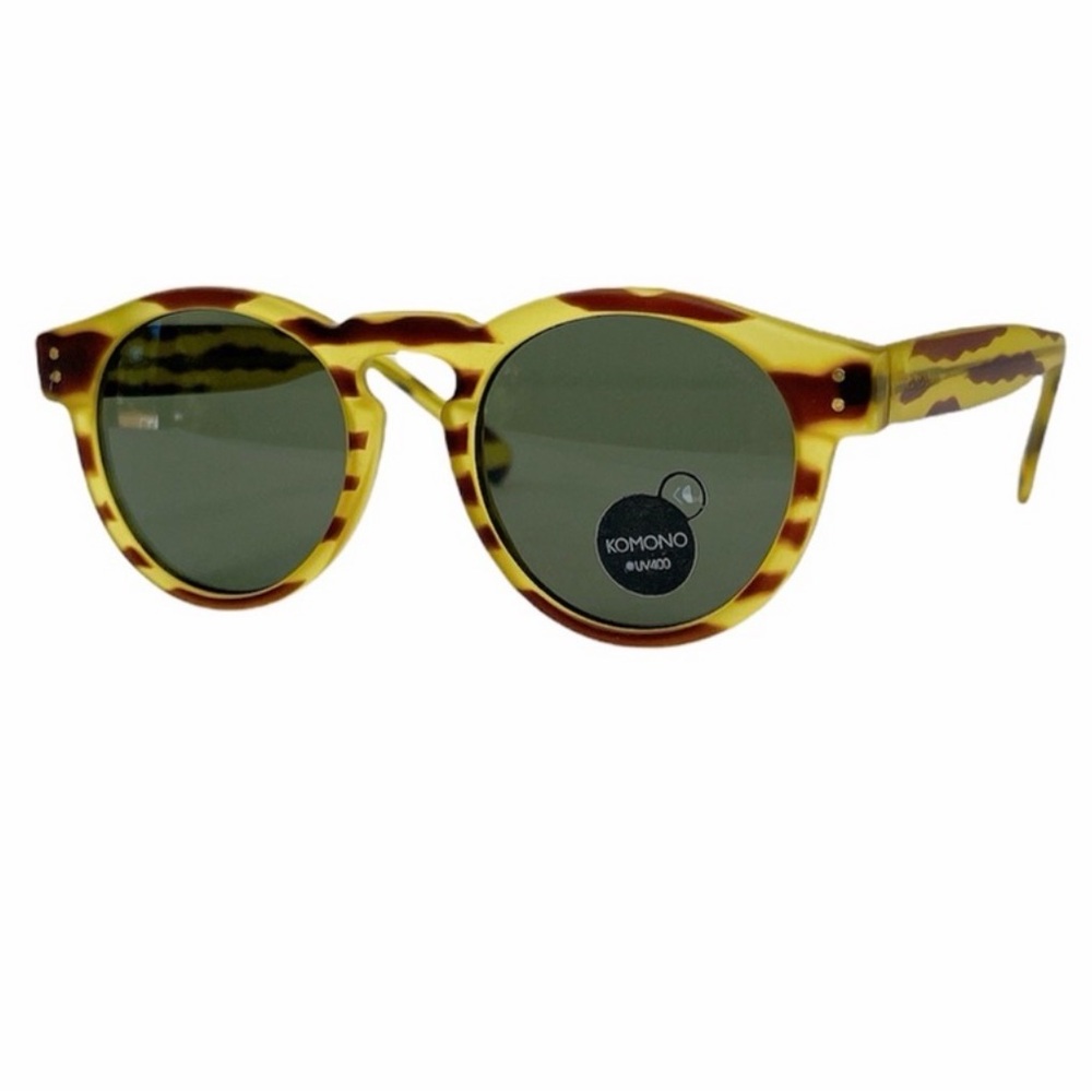 Komono Sunglasses NWT NEW The Clement Safari Yellow and Brown Round - Picture 8 of 14